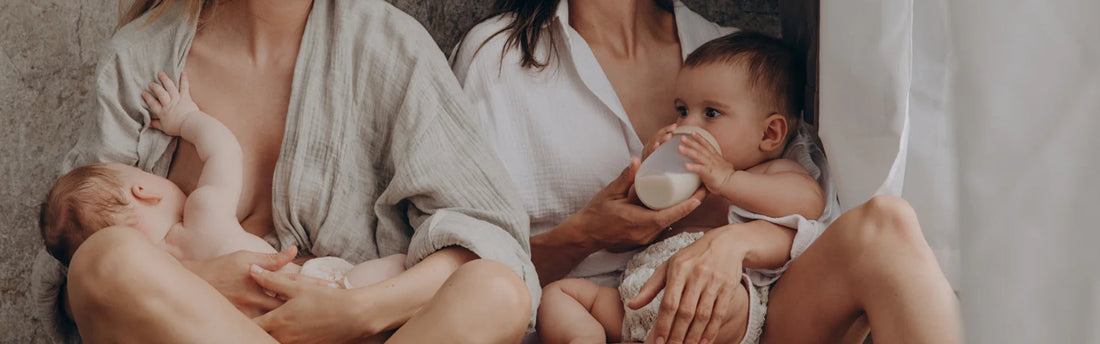 mama's met kindjes die melk drinken