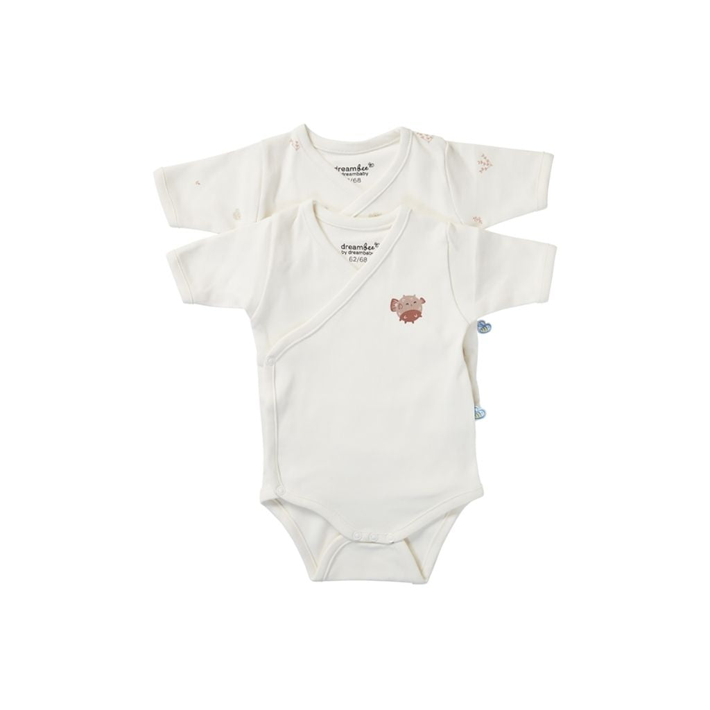 Dreambee Body met overslag en korte mouwen Billie ballonvis beige - 2 stuks