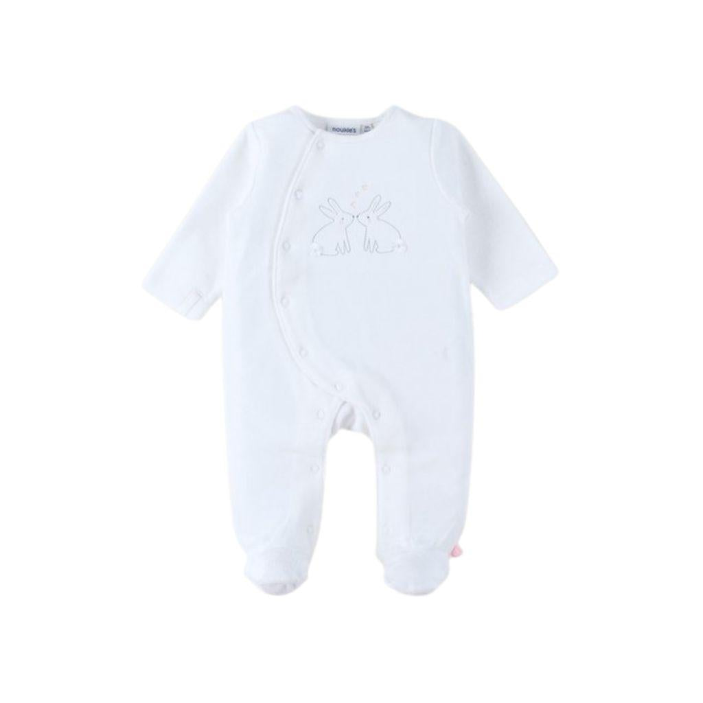 Noukies pyjama wit sluiting vooraan 2 konijntjes m56 uniseks 1