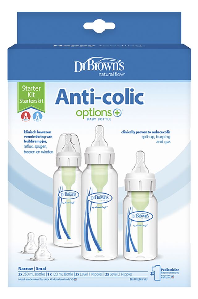 Dr. Brown's Set de démarrage Options+ Anti-Colic Biberon à col étroit - 9 pièces