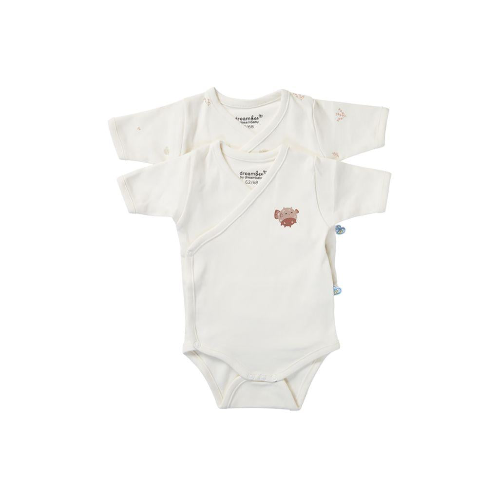 Dreambee Body met overslag en korte mouwen Billie ballonvis beige - 2 stuks