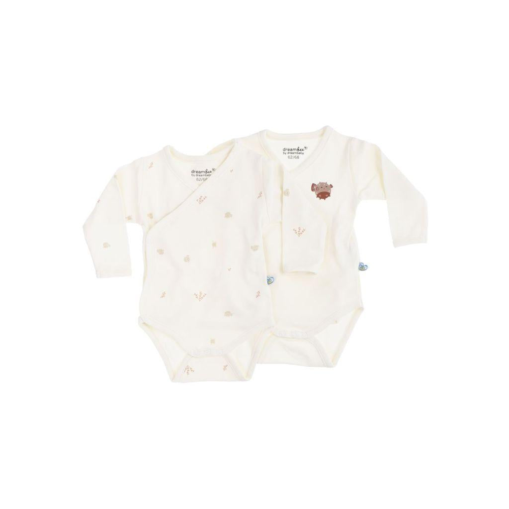 Dreambee Body met overslag en lange mouwen Billie ballonvis beige - 2 stuks