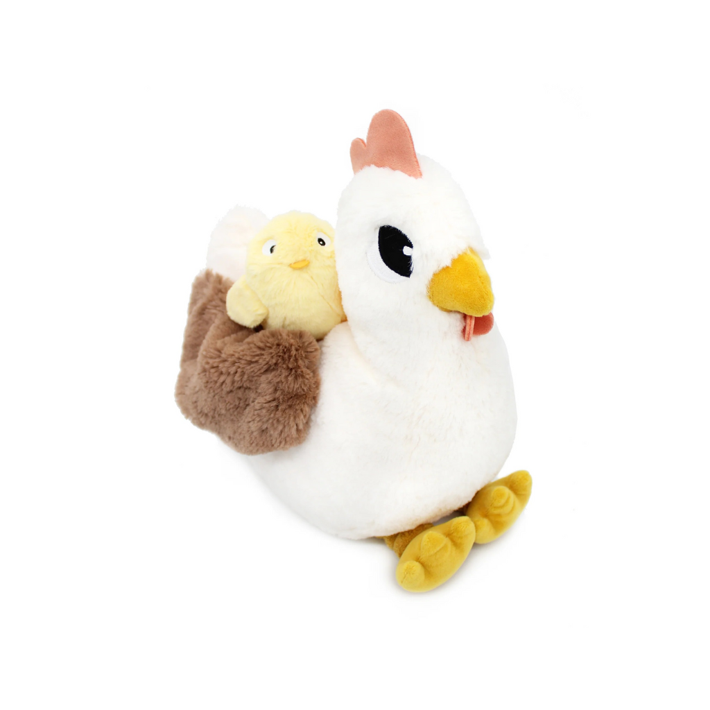 Les Déglingos Peluche Pioupiou poule Maman et Bébé blanche Ptipotos