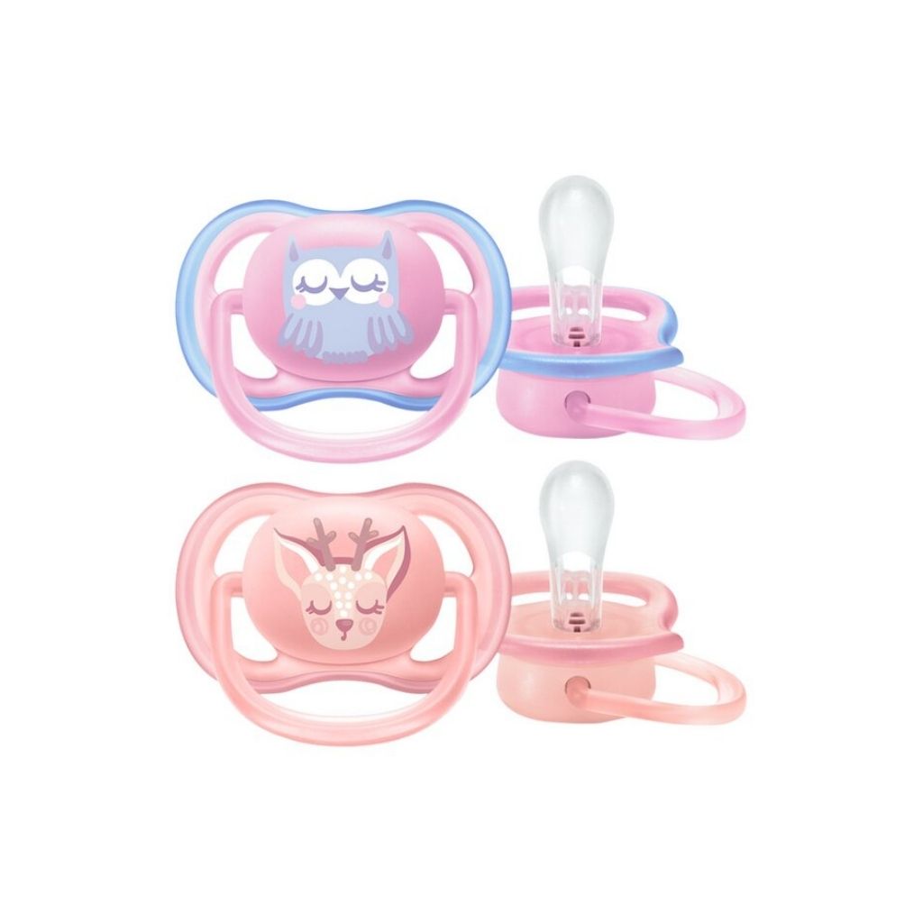 Philips AVENT Fopspeen + 0 maanden Ultra Air uil/rendier girl - 2 stuks
