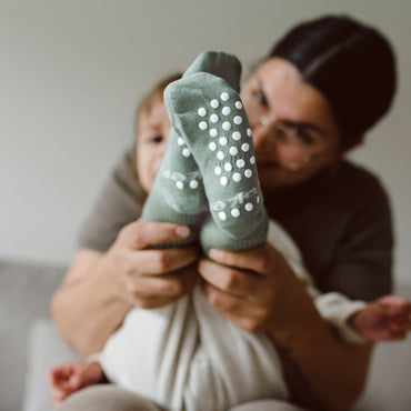 KipKep antislip bijf sokken 1 paar, m 12-18, calming green, Uniseks