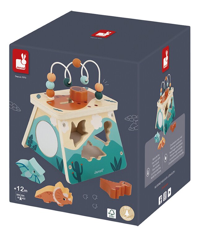 Janod Cube d'activités en bois Dino