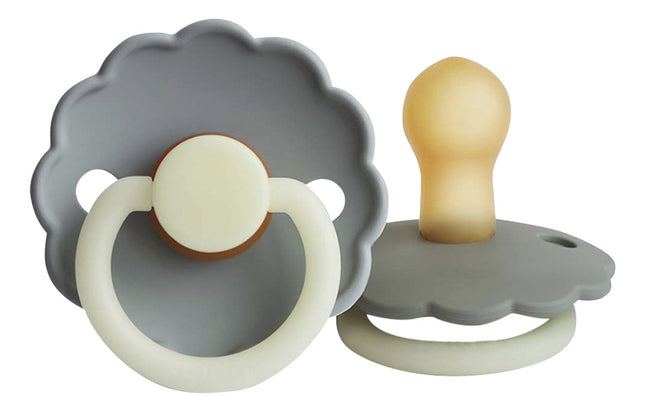 FRIGG Fopspeen 0 - 6 maanden Daisy Night latex French Gray/Portobello - 2 stuks