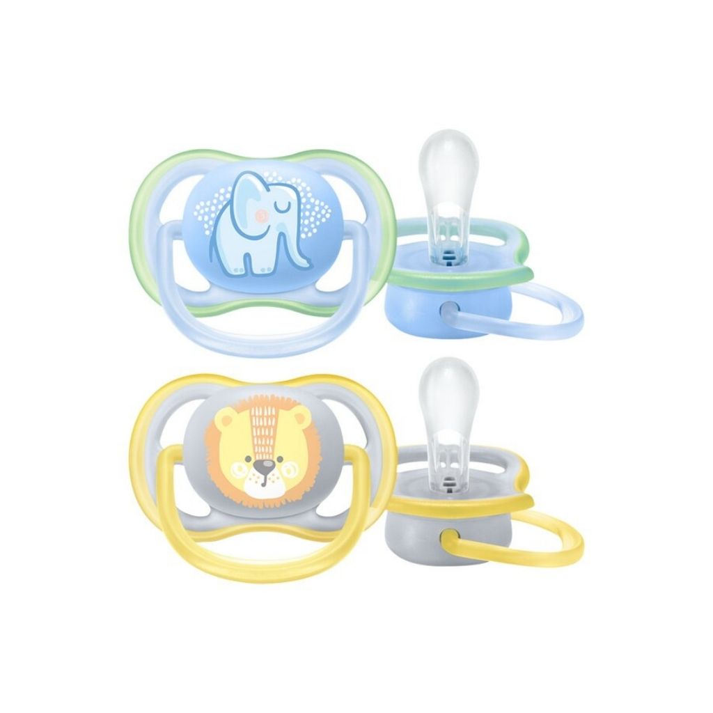 Philips AVENT Fopspeen 0 - 6 maanden Air Animals blauw/geel/roze - 2 stuks