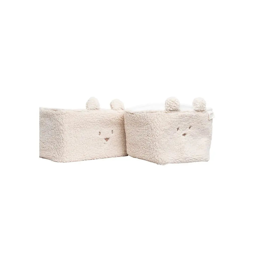 Pericles Panier de rangement ours crème - 2 pièces
