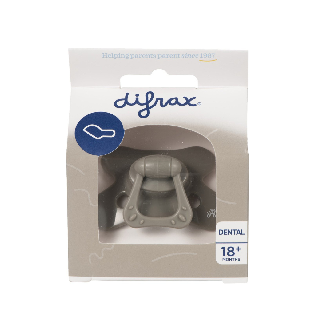 Difrax Baby Fopspenen & Bijtringen fopspeen Uni/Pure grijs/Clay 18m+