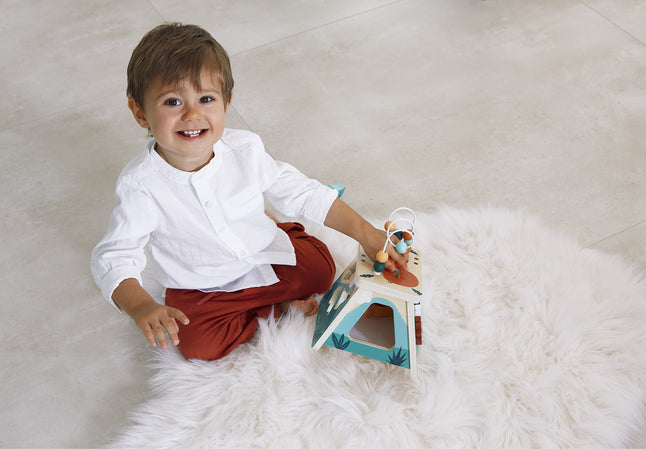 Janod Cube d'activités en bois Dino