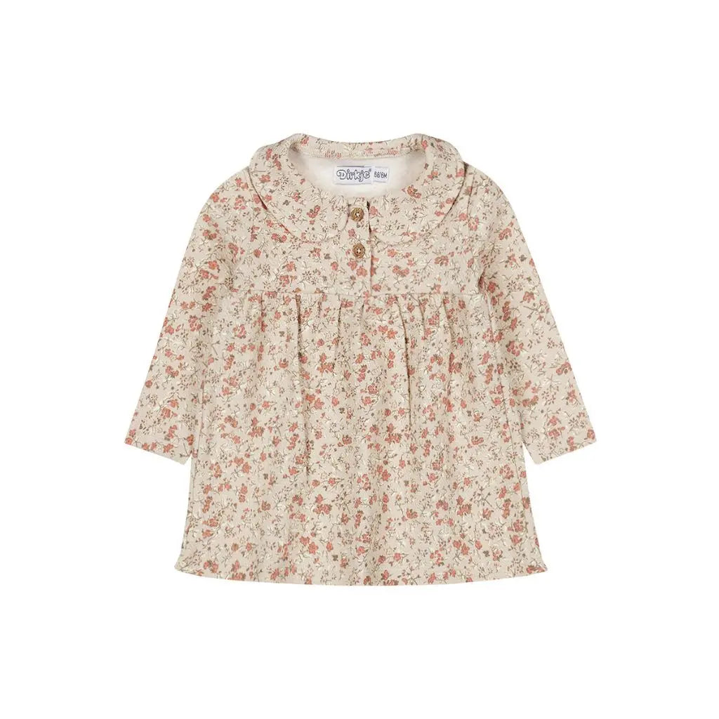 Dirkje Jurk bloem Beige grey meisje