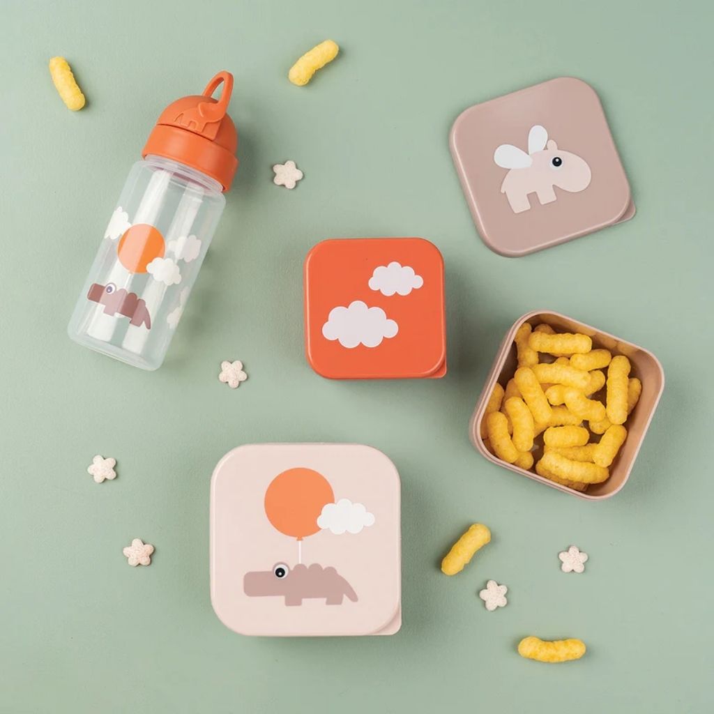 Done by Deer Drinkfles met rietje Happy Clouds Papaya