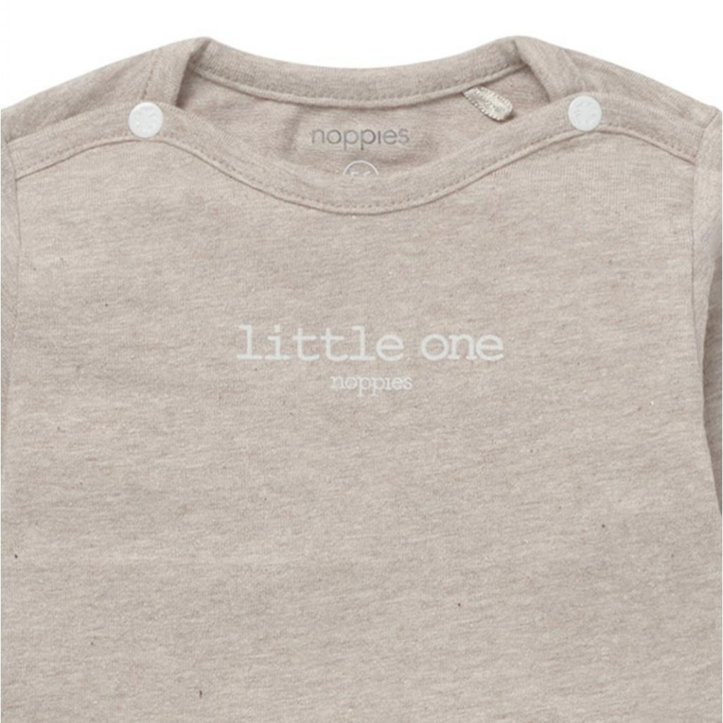 T-shirt lange mouw, Hester met tekst, m 44, Taupe Melange, noppies uniseks