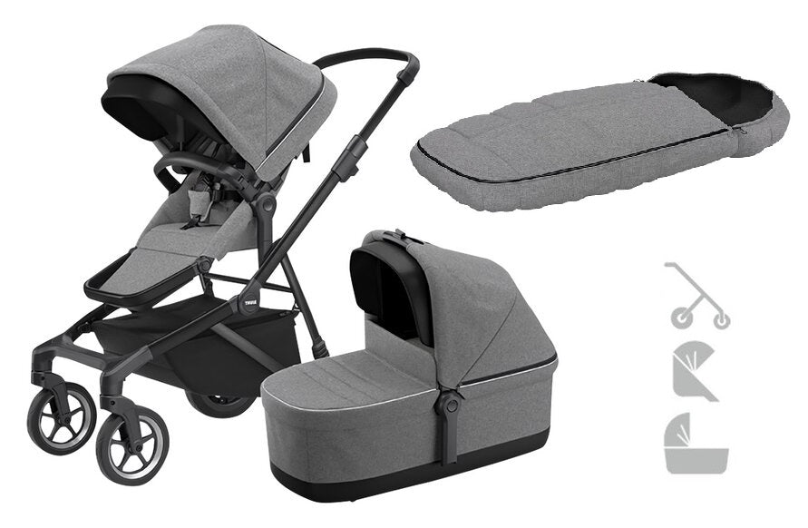 Thule Poussette 3 en 1 Sleek + Chancelière Grey Melange
