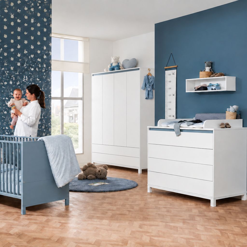 PAIDI Commode Olli Chalk White / Matt Blue