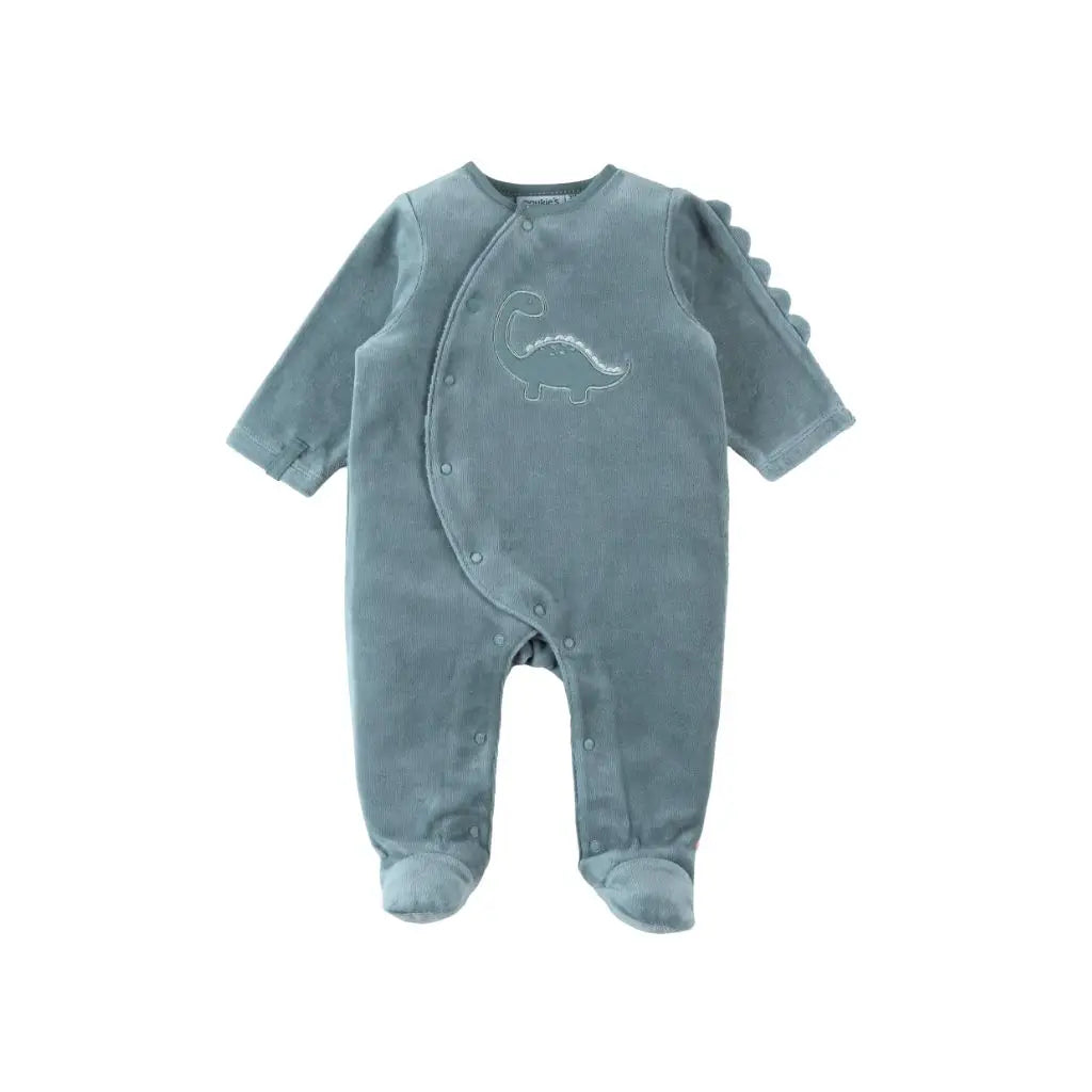 Noukie's Pyjama Rib Velours Dino Aqua