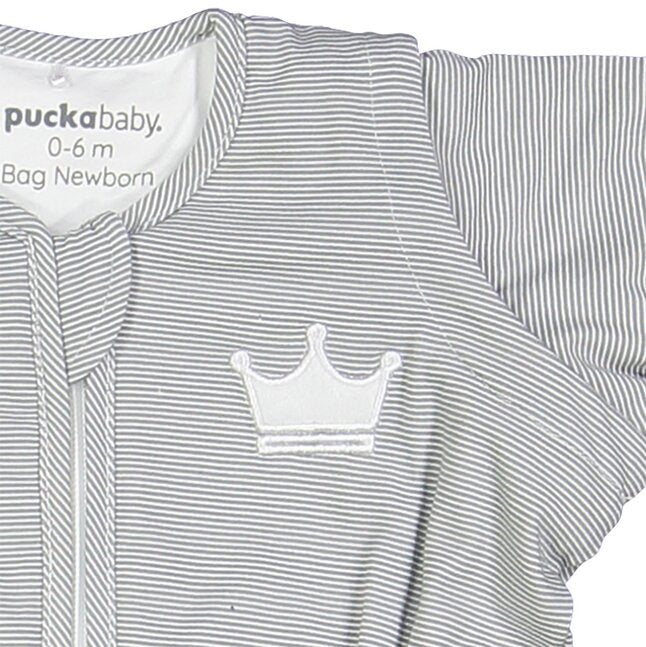 Puckababy Zomerslaapzak Newborn Grey Stripes katoen