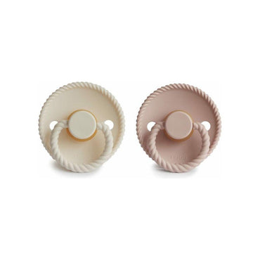 FRIGG Fopspeen 0 - 6 maanden Rope latex Blush/Cream - 2 stuks