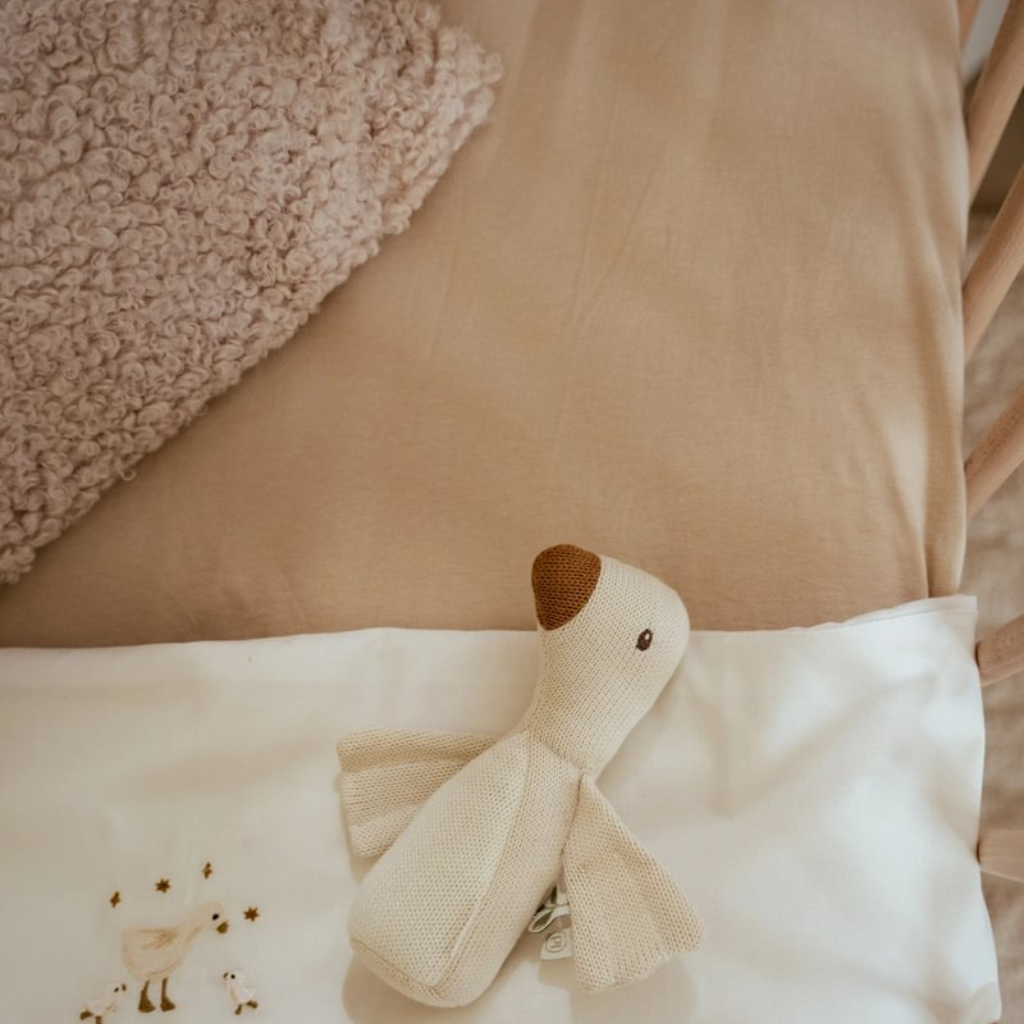 Little Dutch Drap pour berceau brodé Little Goose blanc 70 x 100 cm