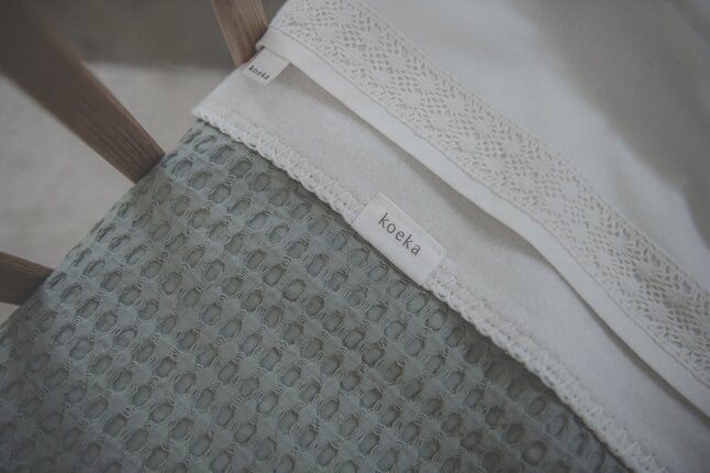 Koeka Couverture pour berceau ou parc Amsterdam Cotton fleece wafel Shadow Green