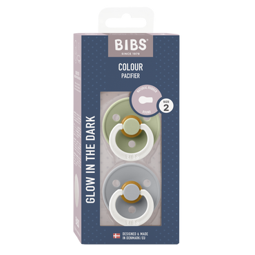 Bibs Fopspeen + 6 maanden Glow in the dark Sage/Cloud - 2 stuks