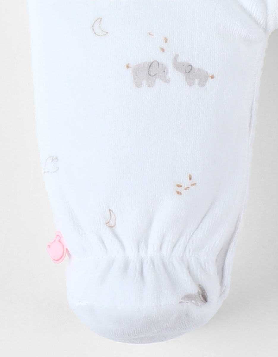 Noukie's Pyjama uit fluweel Bali & Moka wit