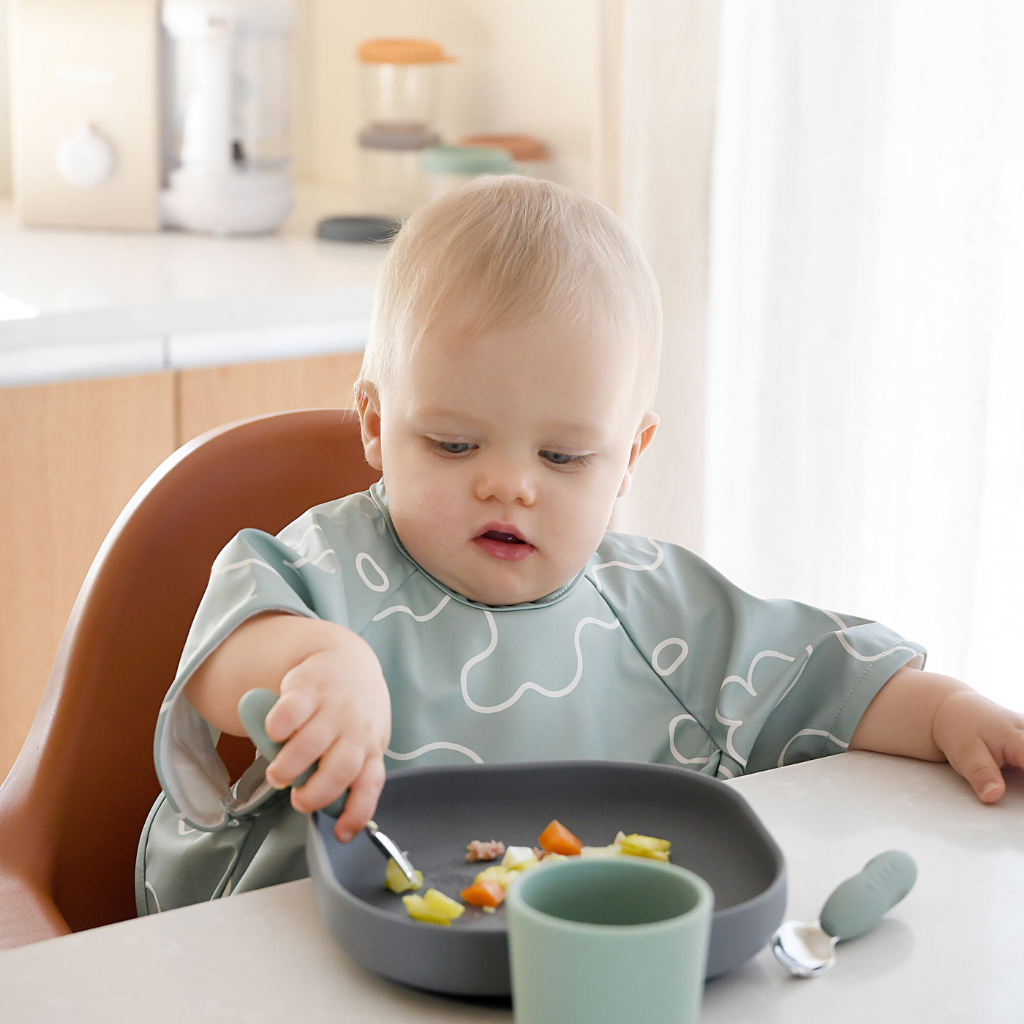 Béaba Set de couverts en acier inoxydable Sage Green - 2 pièces