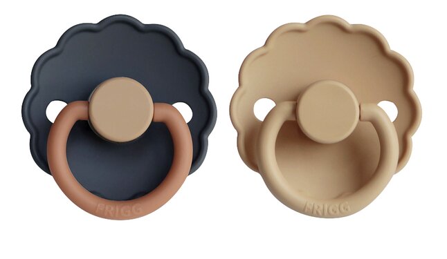 FRIGG Fopspeen 0 - 6 maanden Daisy Blooming silicone Aurora/Croissant - 2 stuks