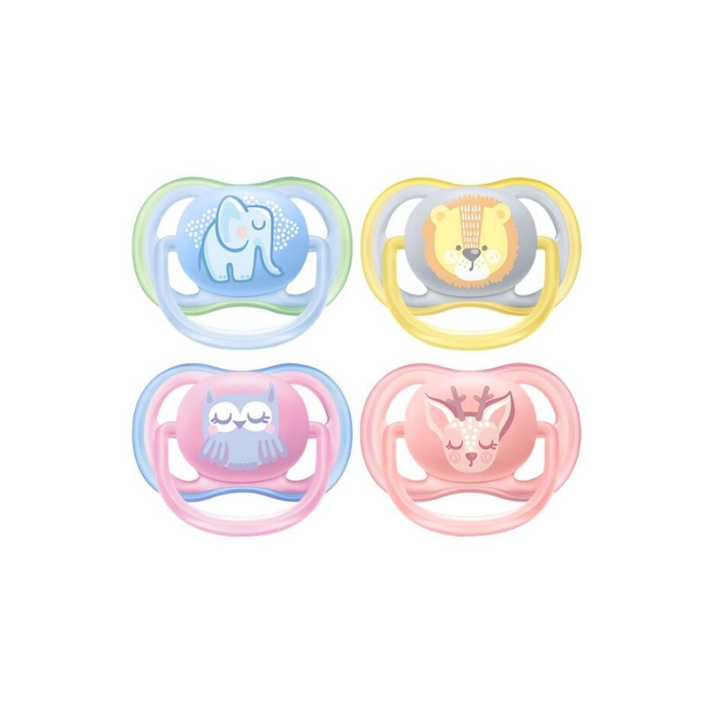 Philips AVENT Fopspeen 0 - 6 maanden Air Animals blauw/geel/roze - 2 stuks