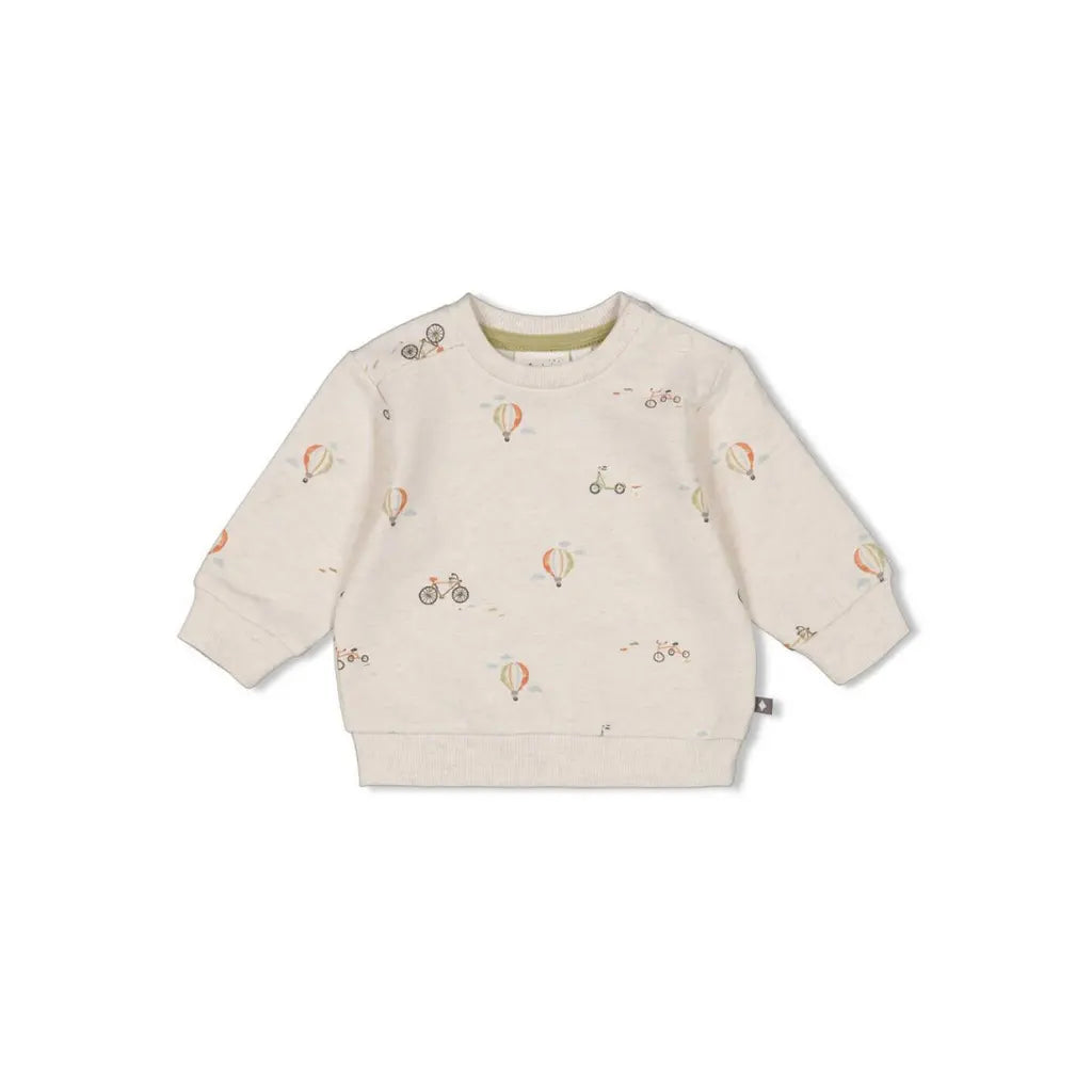 Feetje Sweater AOP - Mini Adventurer m 86 Offwhite Melange Jongens