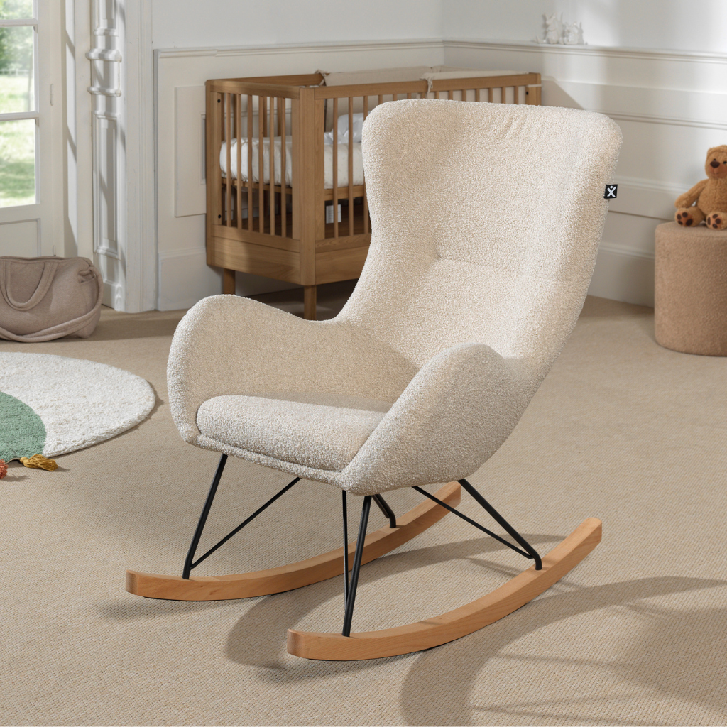 JAXX Fauteuil à bascule Maxi Davies Beige Teddy