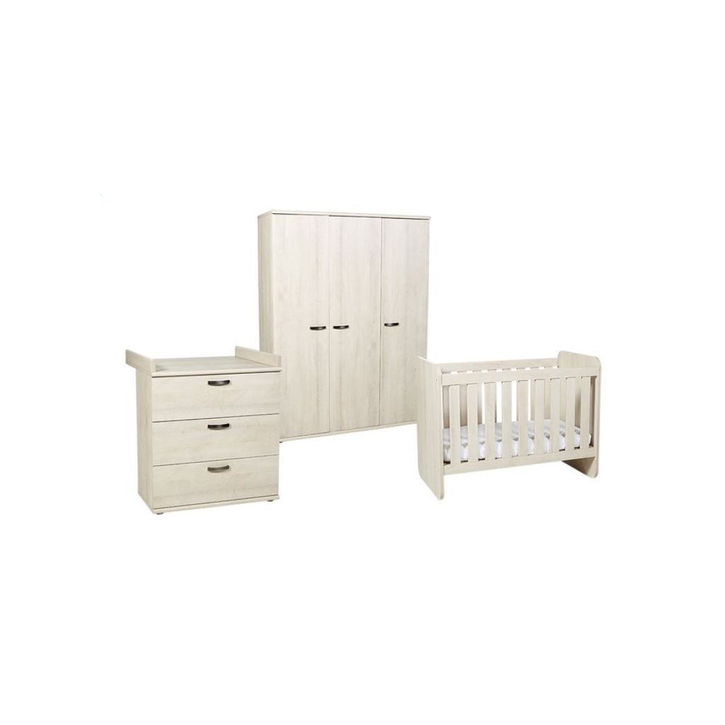 Neyt Chambre de bébé 3 pièces (lit évolutif + commode + armoire 3 portes) Olivia