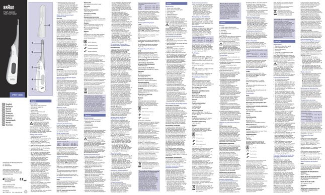 Braun Thermomètre médical numérique PRT1000