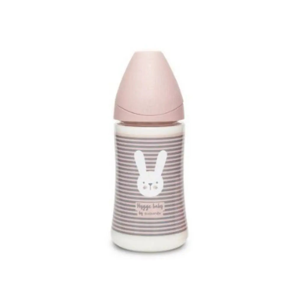 Zuigfles, Suavinex, Hygge, polyamide/silicone, 3 posities, 270ml, whiskers, roze