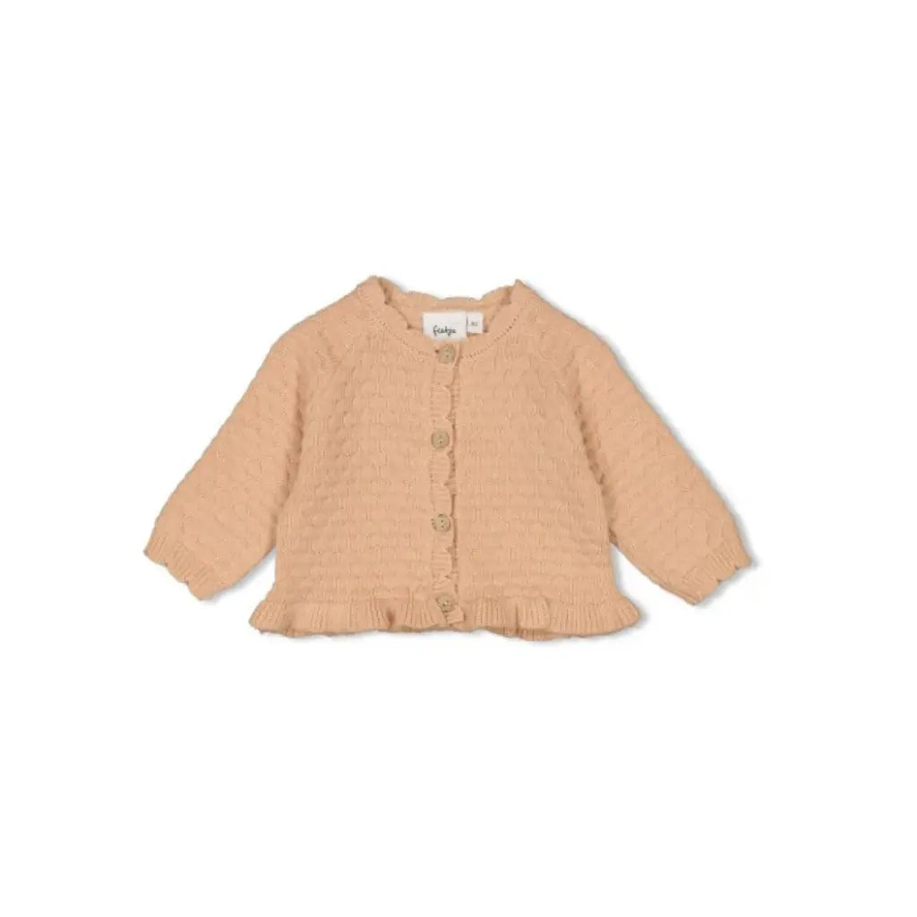 Feetje Vestje gebreid - Flower Field m 62 Peach Meisjes