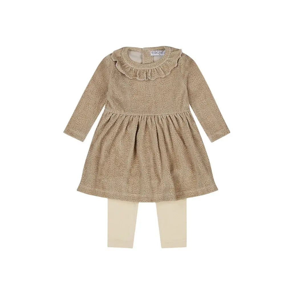 Dirkje Set 2-delig jurk en legging Beige grey meisje