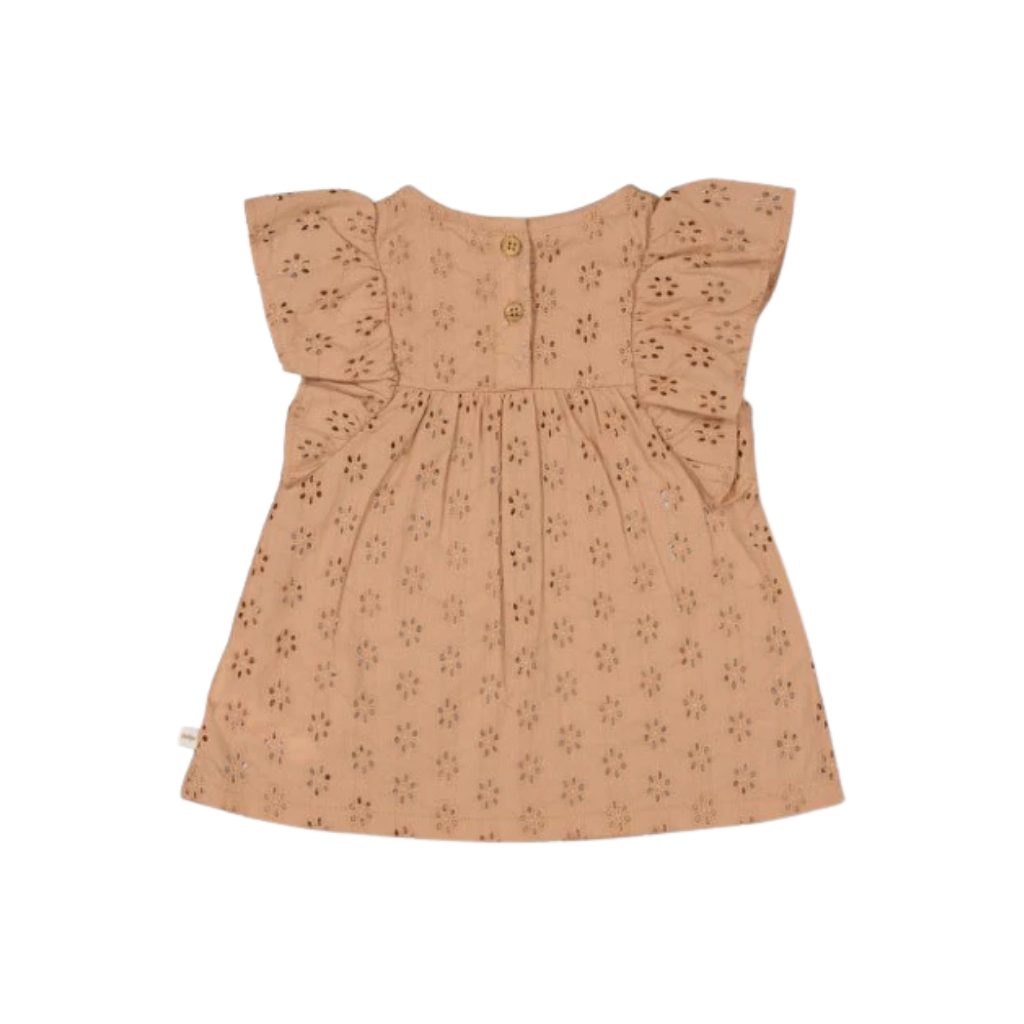 Feetje Jurk + slip broderie Summer Woven m 80 Brown Meisjes