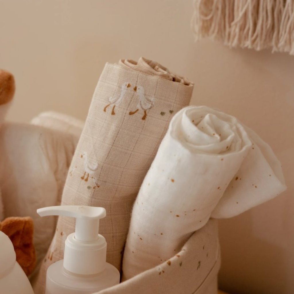 Little Dutch Essuie tetra Newborn Naturals Little Goose Beige L 70 x Lg 70 cm - 2 pièces
