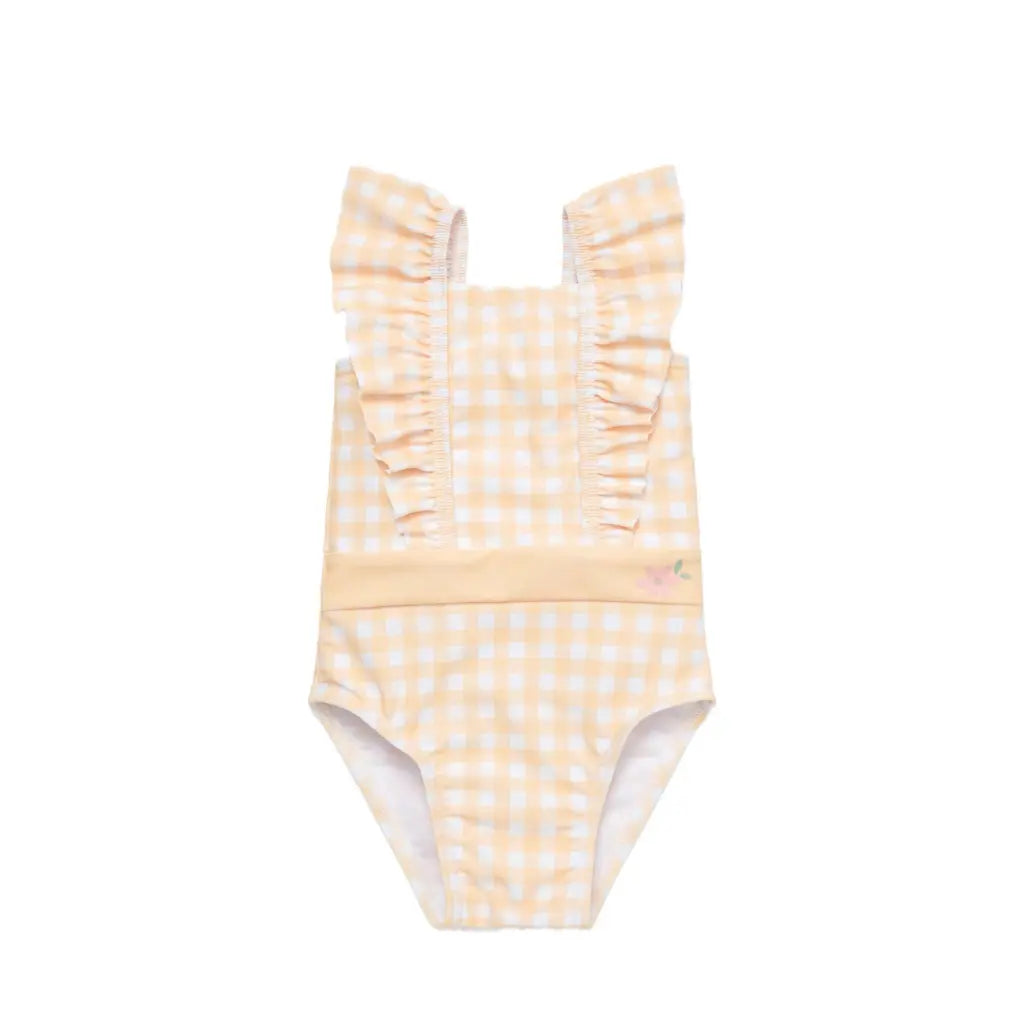 Little Dutch Badpak volants Sunshine Checks , m62/68, Geel, Meisjes