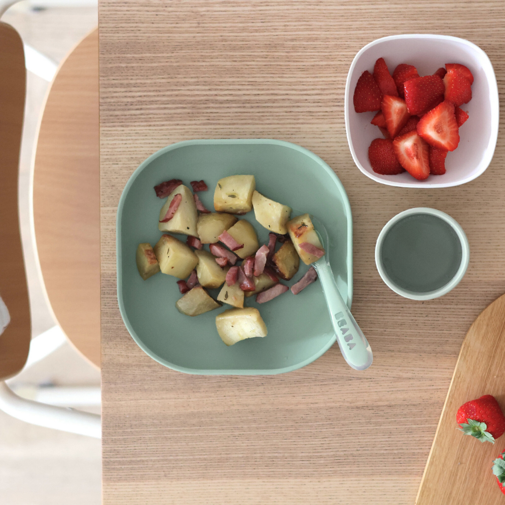 Béaba Set repas 4 pièces silicone Sage Green