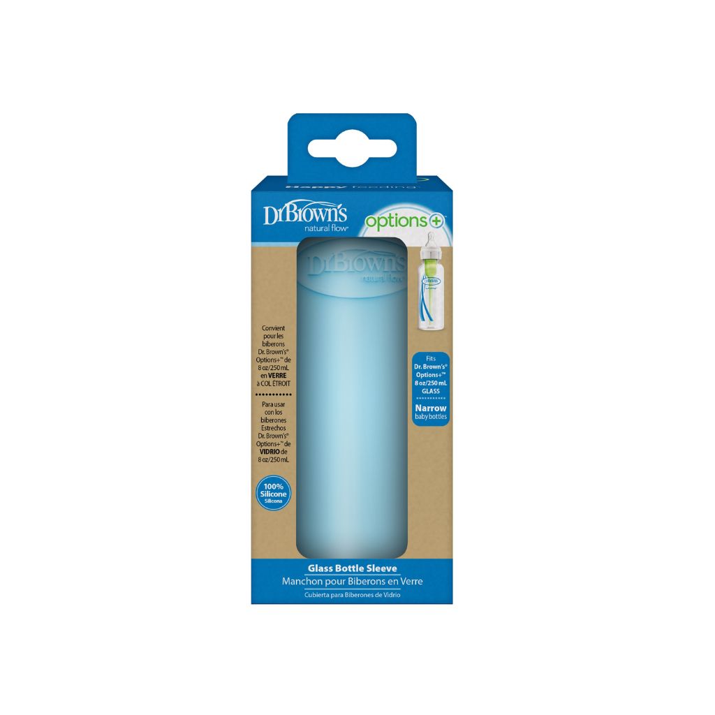 Dr. Brown's Housse de protection pour biberon en verre à col étroit bleu 250 ml