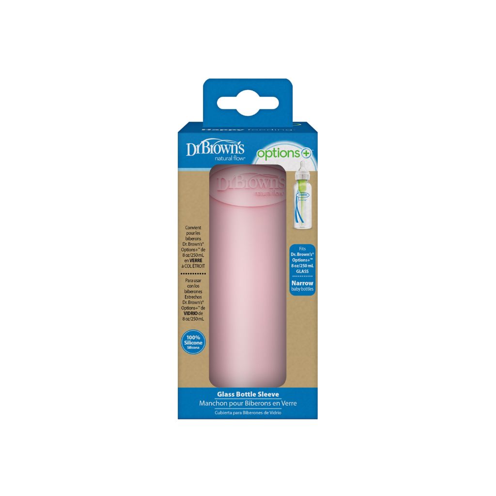 Dr. Brown's Housse de protection pour biberon en verre à col étroit rose 250 ml