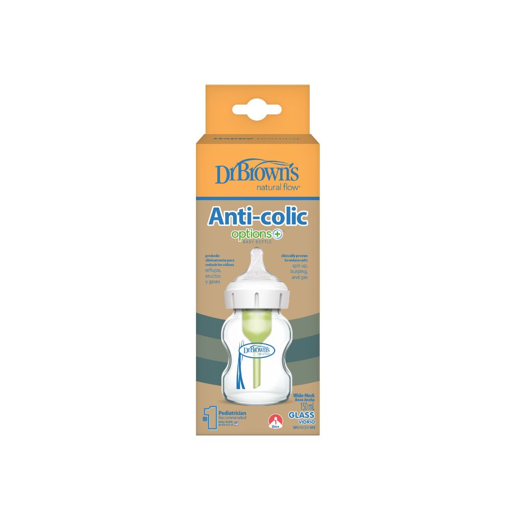 Dr. Brown's Biberon anticolique Options+ en verre à col large transparent 150 ml