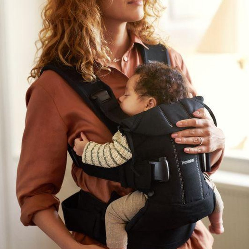 Draagzak BabyBjorn One, zwart, Cotton Mix, met flexibel rugpand