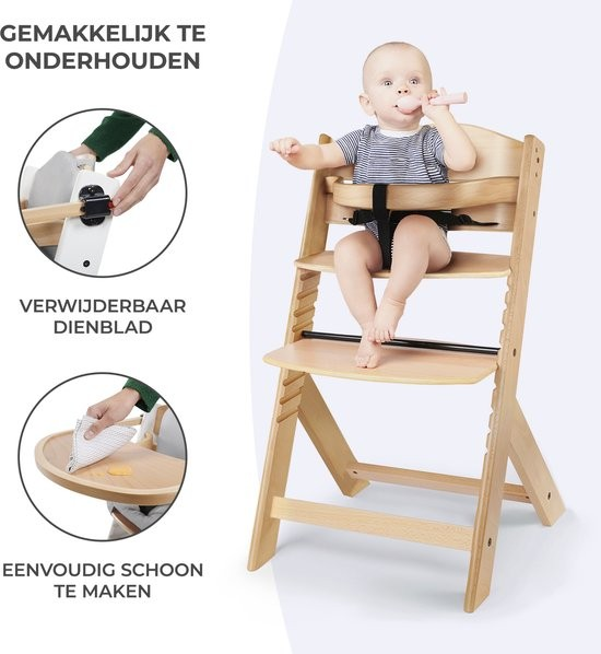 Kinderkraft Chaise haute Enock Naturel