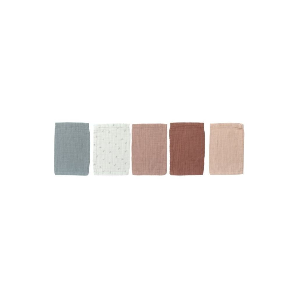 Dreambee Gant de toilette hydrophile Essentials rose-gris-blanc - 5 pièces