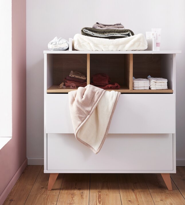 Quax Chambre de bébé 3 pièces (lit + commode + armoire 2 portes) Loft White