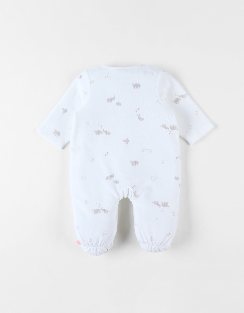 Noukie's Pyjama uit fluweel Bali & Moka wit