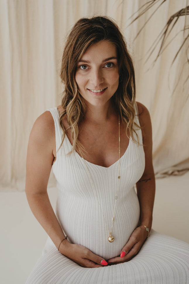 Bola Set grelot de grossesse et bracelet pierre naturelle